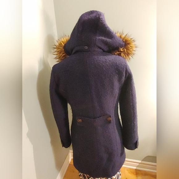 Size 4* Navy Blue Calvin Klein Wool Winter Coat - Picture 4 of 9